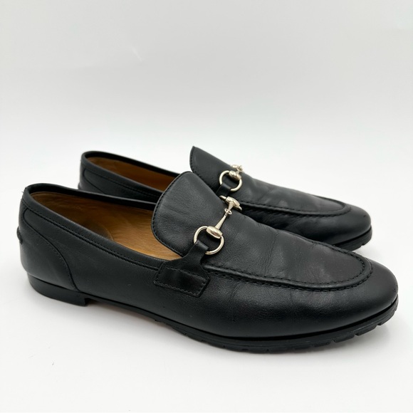 Gucci Jordaan Horsebit Black Leather Loafers - Picture 1 of 15